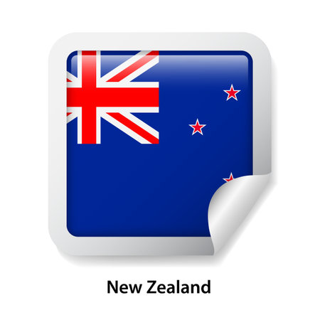 Flag of New Zealand. Round glossy stickerのイラスト素材