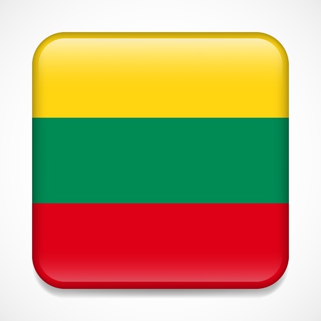 Flag of Lithuania. Square glossy badgeのイラスト素材