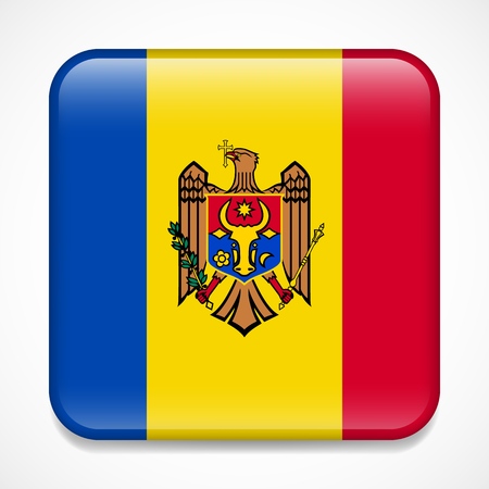 Flag of Moldova. Square glossy badgeのイラスト素材