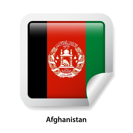 Flag of Afghanistan. Round glossy stickerのイラスト素材