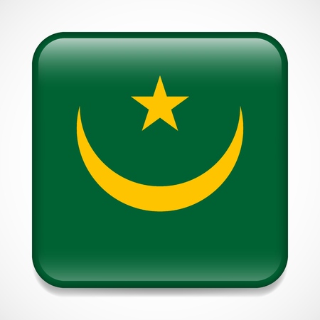 Flag of Mauritania. Square glossy badgeのイラスト素材