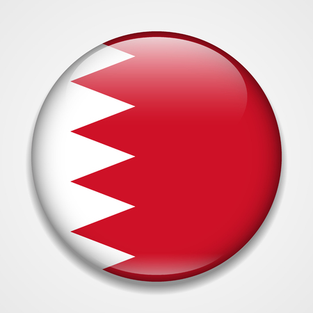 Flag of Bahrain. Round glossy badgeのイラスト素材
