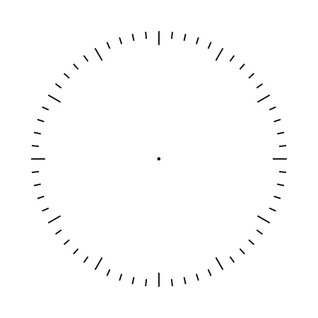 Clock face blank template. Hours and seconds division marks