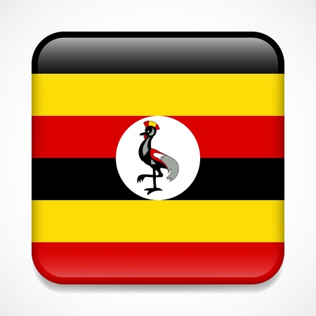 Flag of Uganda. Square glossy badgeのイラスト素材