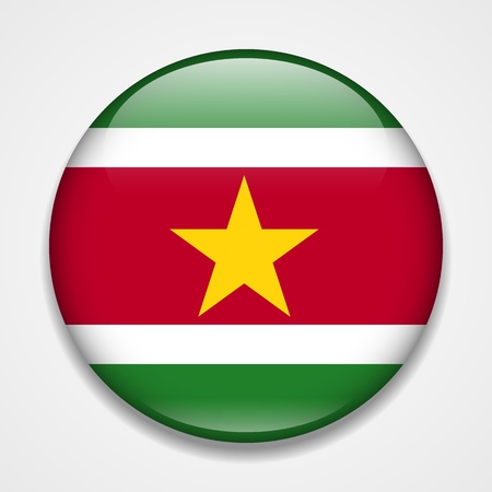 Flag of Suriname. Round glossy badgeのイラスト素材