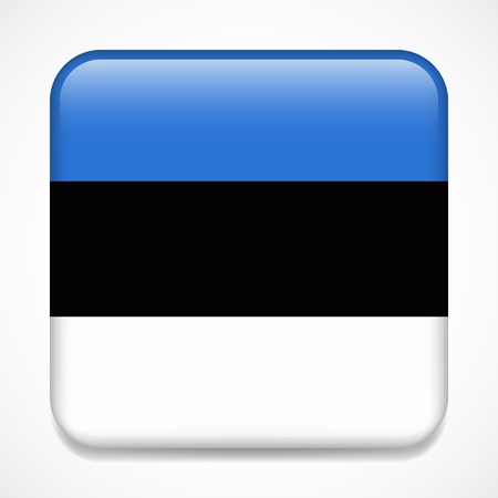 Flag of Estonia. Square glossy badgeのイラスト素材