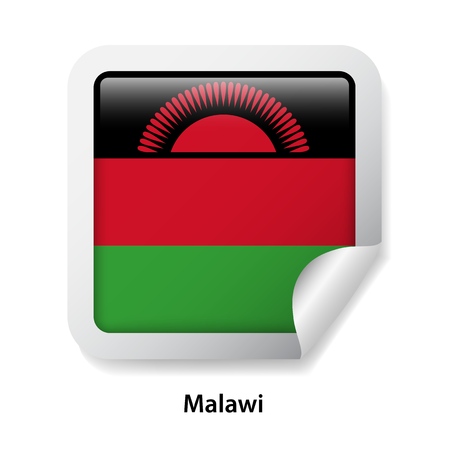Flag of Malawi. Round glossy stickerのイラスト素材