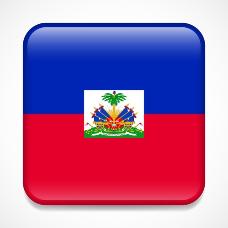Flag of Haiti. Square glossy badgeのイラスト素材