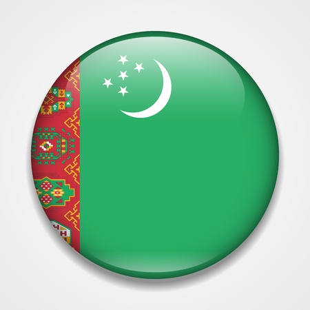 Flag of Turkmenistan. Round glossy badgeのイラスト素材