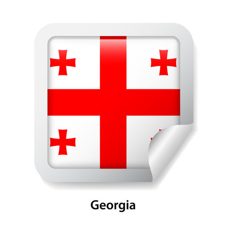 Flag of Georgia. Round glossy stickerのイラスト素材