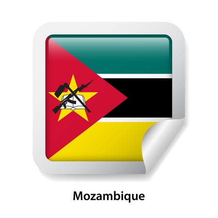 Flag of Mozambique. Round glossy stickerのイラスト素材