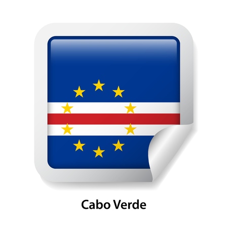 Flag of Cabo Verde. Round glossy stickerのイラスト素材