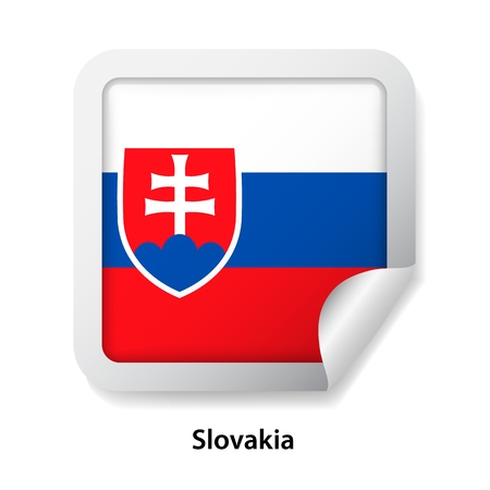 Flag of Slovakia. Round glossy badge stickerのイラスト素材