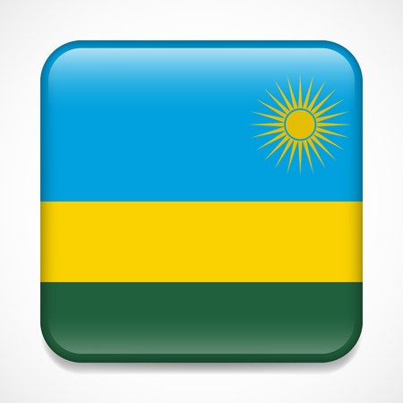 Flag of Rwanda. Square glossy badgeのイラスト素材