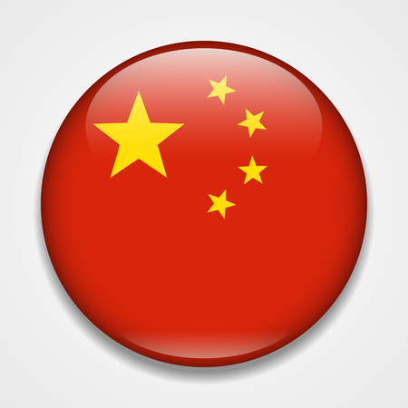 Flag of China. Round glossy badgeのイラスト素材