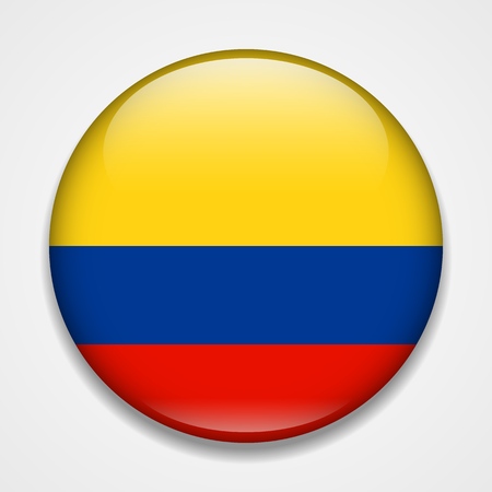 Flag of Colombia. Round glossy badgeのイラスト素材