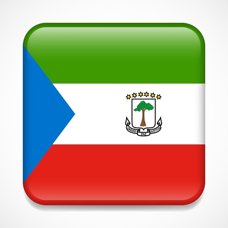 Flag of Equatorial Guinea. Square glossy badgeのイラスト素材