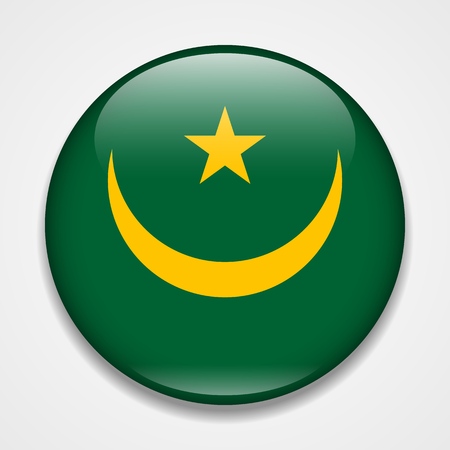 Flag of Mauritania. Round glossy badgeのイラスト素材