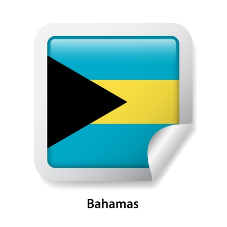Flag of Bahamas. Round glossy stickerのイラスト素材