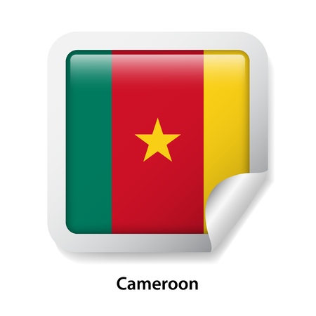 Flag of Cameroon. Round glossy stickerのイラスト素材