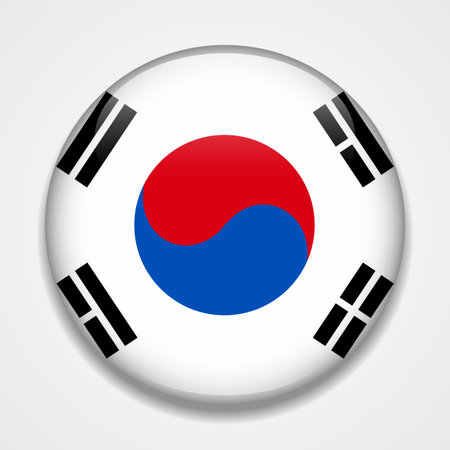 Flag of South Korea. Round glossy badgeのイラスト素材