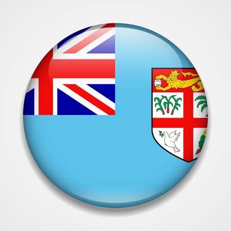 Flag of Fiji. Round glossy badgeのイラスト素材