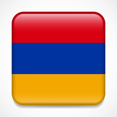 Flag of Armenia. Square glossy badgeのイラスト素材