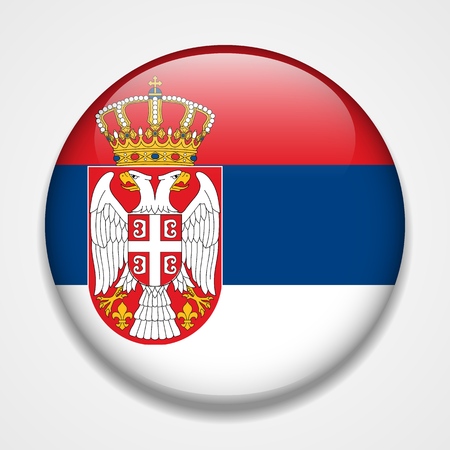 Flag of Serbia. Round glossy badgeのイラスト素材