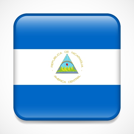 Flag of Nicaragua. Square glossy badgeのイラスト素材