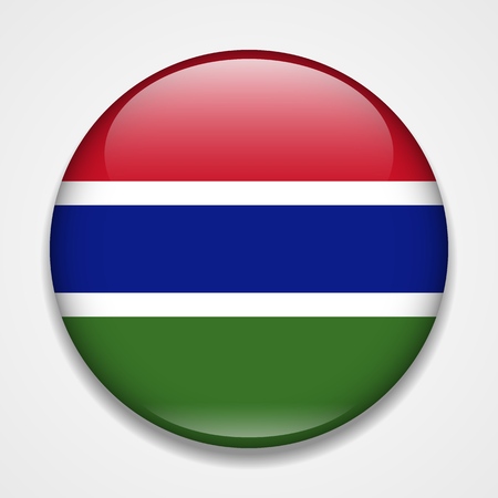 Flag of Gambia. Round glossy badgeのイラスト素材