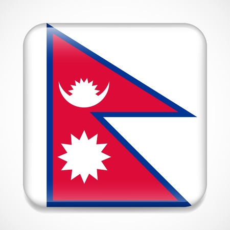 Flag of Nepal. Square glossy badgeのイラスト素材