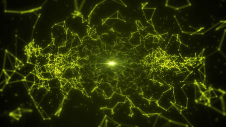 Abstract technology Plexus tunnel background from lines and dots. Space geometrical backdropの写真素材