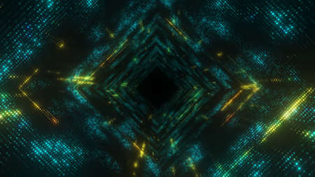 Travel through abstract dotted technology digital tunnel.の写真素材