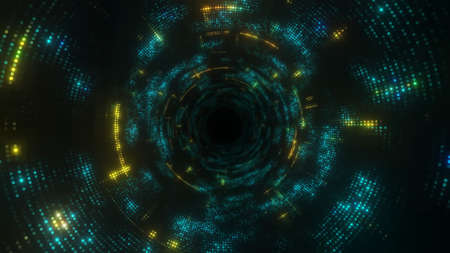 Travel through abstract dotted technology digital tunnel.の写真素材