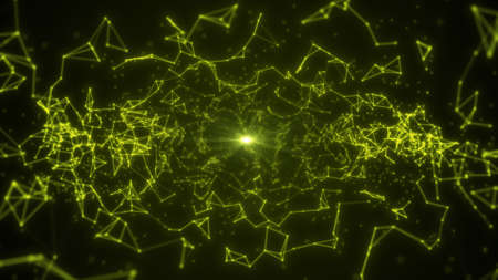 Abstract technology Plexus tunnel background from lines and dots. Space geometrical backdropの写真素材