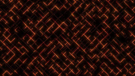 Abstract neon glowing lines, stripes and dots on grid. Futuristic tech backgroundの写真素材