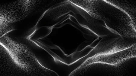 Abstract particles tunnel. Glowing wormhole backgroundの写真素材