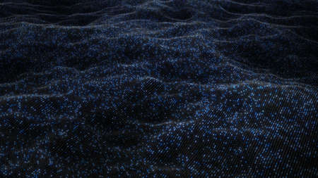 Abstract flowing smooth cloth surface fractal waves background. Grid, mesh of dots.の写真素材