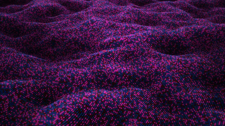 Abstract flowing smooth cloth surface fractal waves background. Grid, mesh of dots.