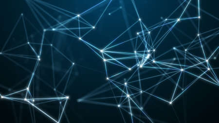Abstract technology background from lines and dots. Plexus space geometrical backdropの写真素材