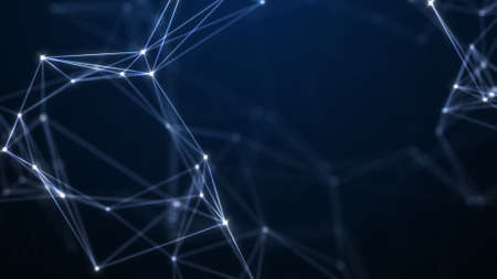 Abstract technology background from lines and dots. Plexus space geometrical backdropの写真素材