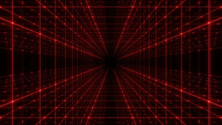 Grid tunnel of dots and lines. Plexus Technology background.の写真素材