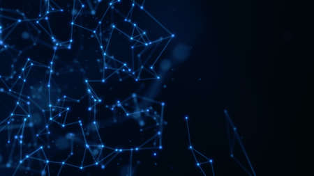 Abstract technology background from lines and dots. Plexus space geometrical backdropの写真素材