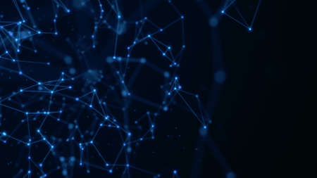 Abstract technology background from lines and dots. Plexus space geometrical backdropの写真素材