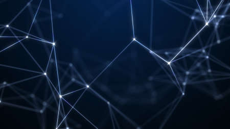 Abstract technology background from lines and dots. Plexus space geometrical backdropの写真素材