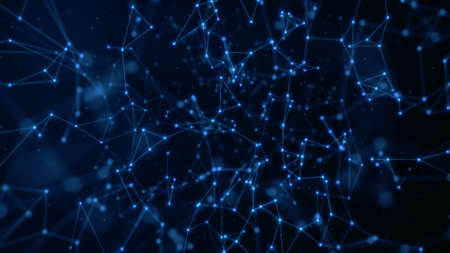 Abstract technology background from lines and dots. Plexus space geometrical backdropの写真素材