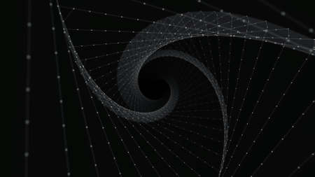 Travel through abstract Plexus tunnel. Dots and lines connectionの写真素材