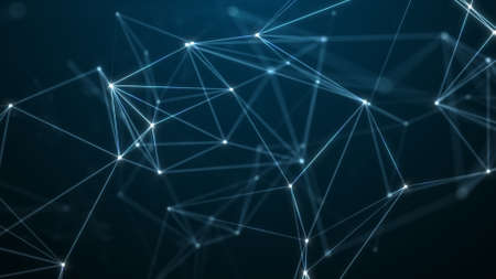 Abstract technology background from lines and dots. Plexus space geometrical backdropの写真素材