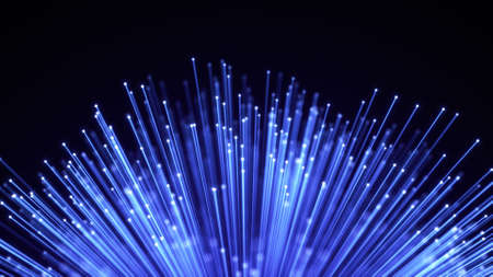 Optical fiber sheaf abstract background. Glowing bundle of Optic cablesの写真素材