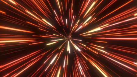 Through space, starfield. Abstract particles, neon rays background.の写真素材